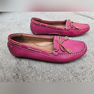 Clarks Dunbar Racer Leather Loafer Sz 7.5M Fuschia Pink